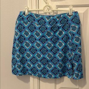 Lulu-B Blue and White UPF Geometric Mini Skorts